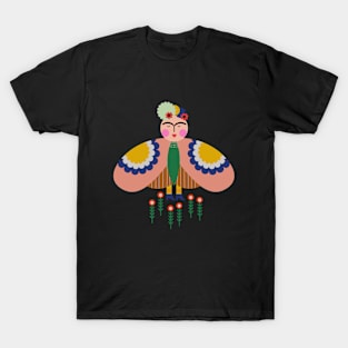 Cute Colorful feminist Frida kahlo butterfly summer flowers T-Shirt